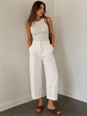 Wilfred Cream High-Waist Wide Leg cropped Pants